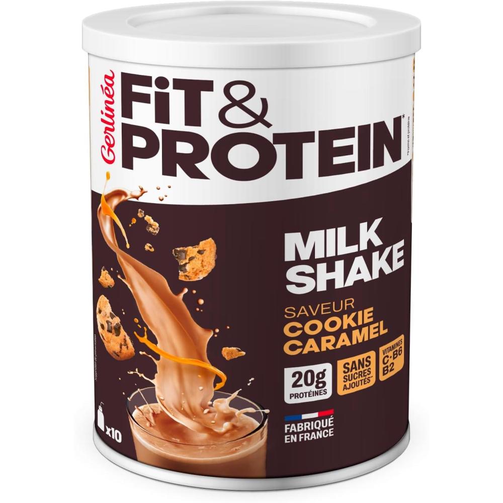 imageGerlina FitampampProtein  Milkshake Protin saveur Macchiato Noisette  Protines Aprs le Sport  Whey Musculation Femme  Sans Sucres Ajouts  115Kcal  portion  340 g 10 boissonsCookie Caramel