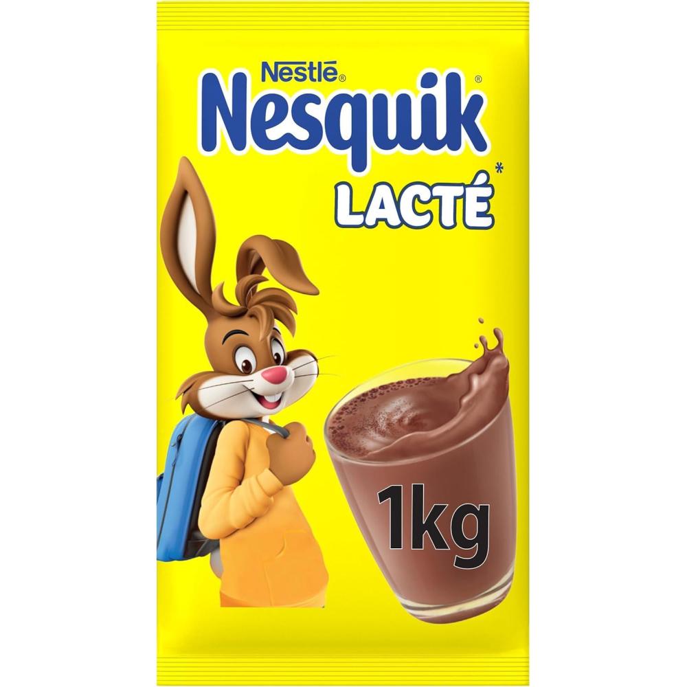 imageNESQUIK Lact Chocolat en Poudre Cacao en Poudre Mlanger avec de lEau Prparation Instantane Chocolat Chaud Got de chocolat PetitDjeuner Sachet 1 de kg1 kg Lot de 1
