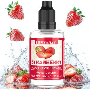 Arome Alimentaire – Extrait Naturel Arôme Alimentaire de Fraise, Végétalien, Sans Sucre, Sans Pigment, Flavour Drops Pour Yaourt, Glacage Biscuit Noel, Creme Liquide, Poudre d&rsquo;Amande, Boissons – 50 ml