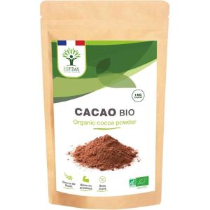 BIOPTIMAL – Cacao Bio en Poudre – Boisson Chaude Pâtisserie – Goût Intense – Sans sucre – 100% Fève de Cacao – Conditionné en France – Certifié par Ecocert – 1kg(1 kg (Lot de 1))
