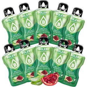 BOLERO Aloe Vera Grenade | 10 sticks 9g de Poudre pour Boisson sans sucre à la Stevia | Sans Conservateur ni colorants artificiels, Faible en calories, il convient pour toute la Famille(Grenade)