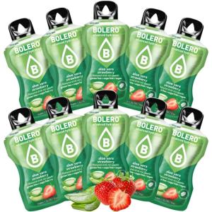 BOLERO Aloe Vera Grenade | 10 sticks 9g de Poudre pour Boisson sans sucre à la Stevia | Sans Conservateur ni colorants artificiels, Faible en calories, il convient pour toute la Famille(Fraise)