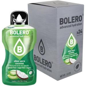 Bolero ALOE VERA COCO 24 x 3 g | Jus en poudre sans sucre, sucré avec de la stévia + vitamine C | Convient pour les enfants, les diabétiques | Sans gluten et adapté aux végétaliens | Le goût