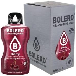 Bolero CHERRY 24x3g | Jus en poudre sans sucre, édulcoré à la stévia + vitamine C | pour enfants et sportifs | sans gluten, végétalien | saveur de cerise