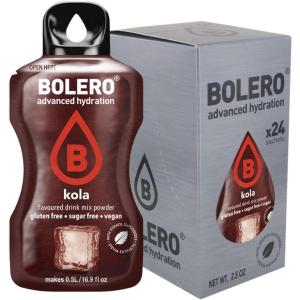 Bolero KOLA 24x3g | Jus en poudre sans sucre, édulcoré à la stévia + vitamine C | pour enfants et sportifs | sans gluten, végétalien | le goût du cola