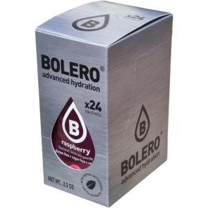 Bolero RASPBERRY 24x3g | Jus en poudre sans sucre, édulcoré à la stévia + vitamine C | pour enfants et sportifs | sans gluten, végétalien | saveur de framboise