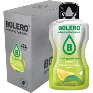 Bolero THÉ VERT GLACÉ CITRON 24x8g | Poudre pour boisson sans sucre, édulcorée à la stévia + vitamine C | convient aux enfants, aux sportifs et aux diabétiques | sans gluten