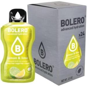 Boléro LEMON & LIME 24x3g | Jus en poudre sans sucre, édulcoré à la stévia + vitamine C | pour enfants et sportifs | sans gluten, végétalien | saveur citron et citron vert