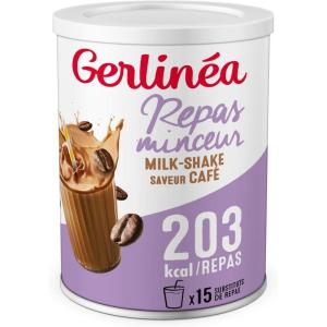 Gerlinéa Boisson Milkshake goût Vanille Substituts de repas riche en protéines Poudre à reconstituer contient 15 repas 220385(Café)