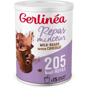 Gerlinéa Boisson Milkshake goût Vanille Substituts de repas riche en protéines Poudre à reconstituer contient 15 repas 220385(Chocolat)