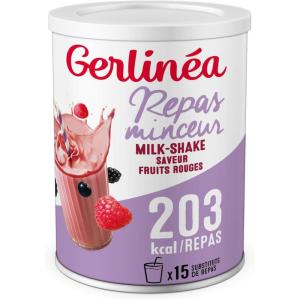 Gerlinéa Boisson Milkshake goût Vanille Substituts de repas riche en protéines Poudre à reconstituer contient 15 repas 220385(Fruits Rouges)