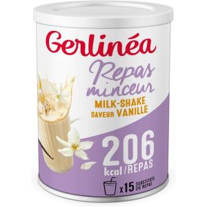 Gerlinéa Boisson Milkshake goût Vanille Substituts de repas riche en protéines Poudre à reconstituer contient 15 repas 220385(Vanille)