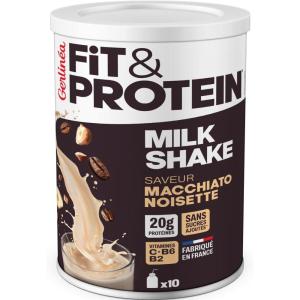 Gerlinéa Fit&Protein – Milk-shake Protéiné saveur Macchiato Noisette – Protéines Après le Sport – Whey Musculation Femme – Sans Sucres Ajoutés – 115Kcal / portion – 340 g (10 boissons)(Macchiato Noisette)