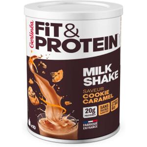 Gerlinéa Fit&Protein – Milk-shake Protéiné saveur Macchiato Noisette – Protéines Après le Sport – Whey Musculation Femme – Sans Sucres Ajoutés – 115Kcal / portion – 340 g (10 boissons)(Cookie Caramel)