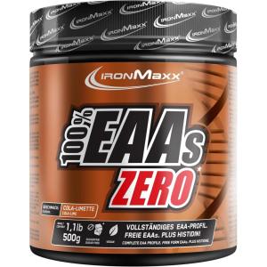 IronMaxx 100% EAAs Zero – Fruits des Bois 500g | Boisson Poudre Vegan Sans Sucre à Base de 8 Acides Aminés Essentiels | Support pour Musculation & Fitness(Cola-citron vert)