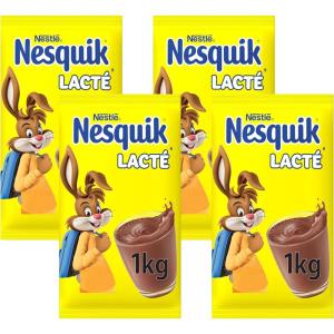 NESQUIK Lacté – Chocolat en Poudre – Cacao en Poudre à Mélanger avec de l&rsquo;Eau – Préparation Instantanée Chocolat Chaud – Goût de chocolat – Petit-Déjeuner – Sachet 1 de kg(1 kg (Lot de 4))
