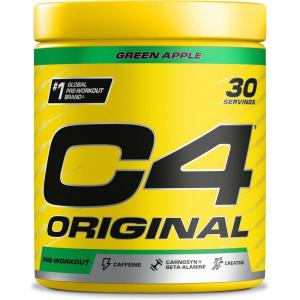 Poudre pré-entraînement C4 Original – éclats d&rsquo;orange | boisson énergisante pré-entraînement sans sucre pour homme/femme | 150 mg de caféine + bêta-alanine + monohydrate de créatine | 30 portions(Pomme verte)