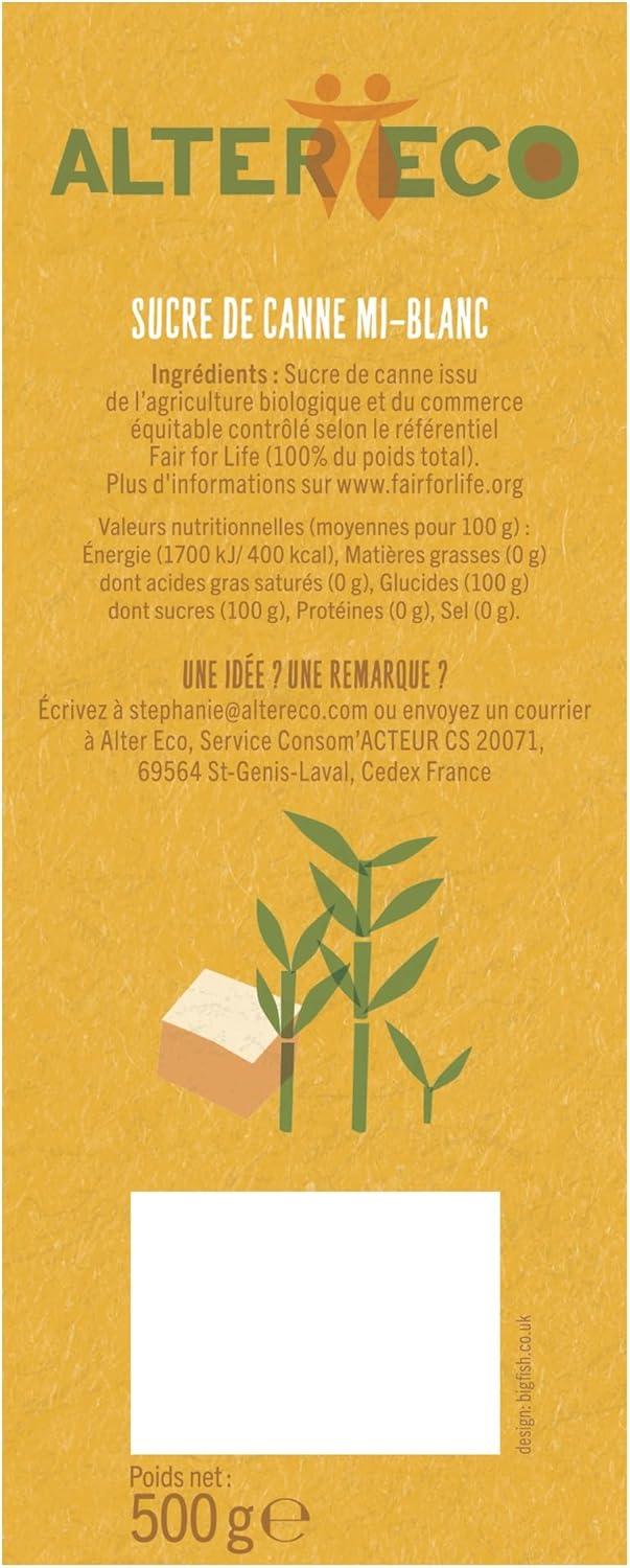 imageALTER ECO Sucre Muscovado en Poudre Sucre Complet Bio et quitable Origine Philippines 500 gEn Morceaux