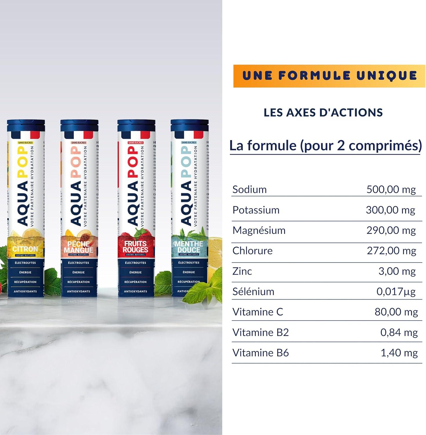 imageAQUAPOP Pastilles lectrolytes Pack de 2 Citron et Fruits Rouge Sans Sucres Favorise lhydratation et lnergie 20 Comprims Minraux et Vitamines Sport ampamp Bientre 2 Pack