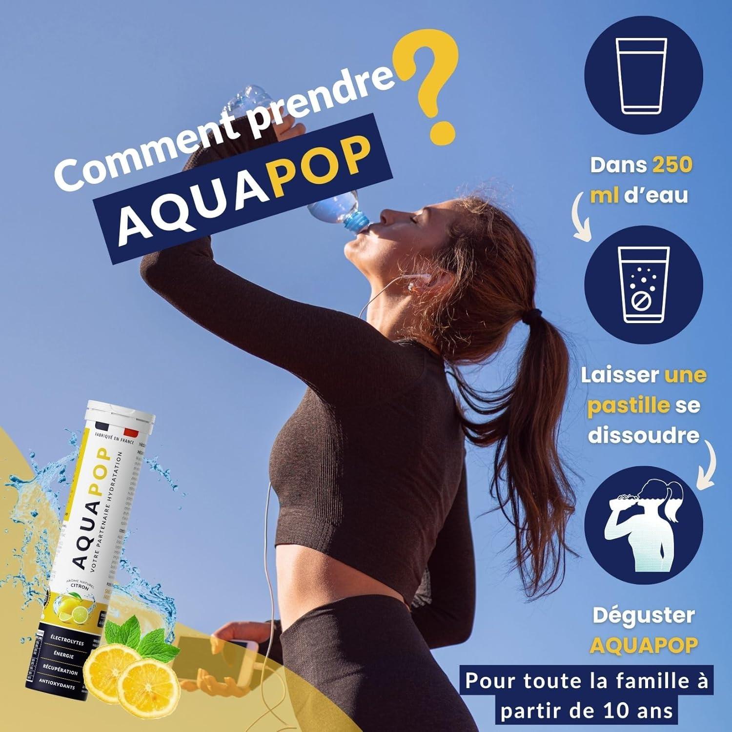 imageAQUAPOP Pastilles lectrolytes Sans Sucres Favorise lhydratation et lnergie 20 Comprims Minraux et Vitamines Sport ampamp Bientre Fruits RougesCitron