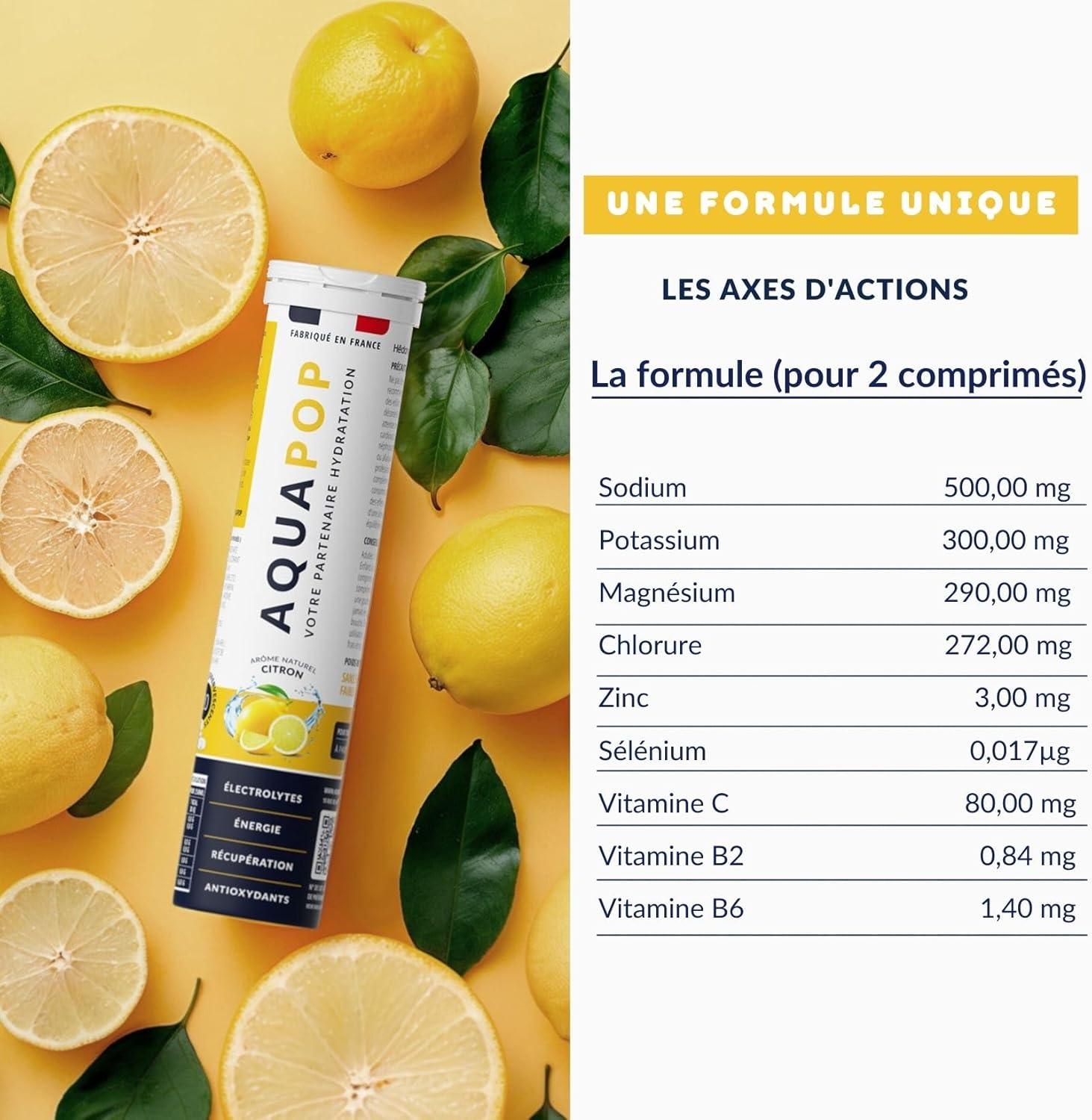imageAQUAPOP Pastilles lectrolytes Sans Sucres Favorise lhydratation et lnergie 20 Comprims Minraux et Vitamines Sport ampamp Bientre Fruits RougesCitron