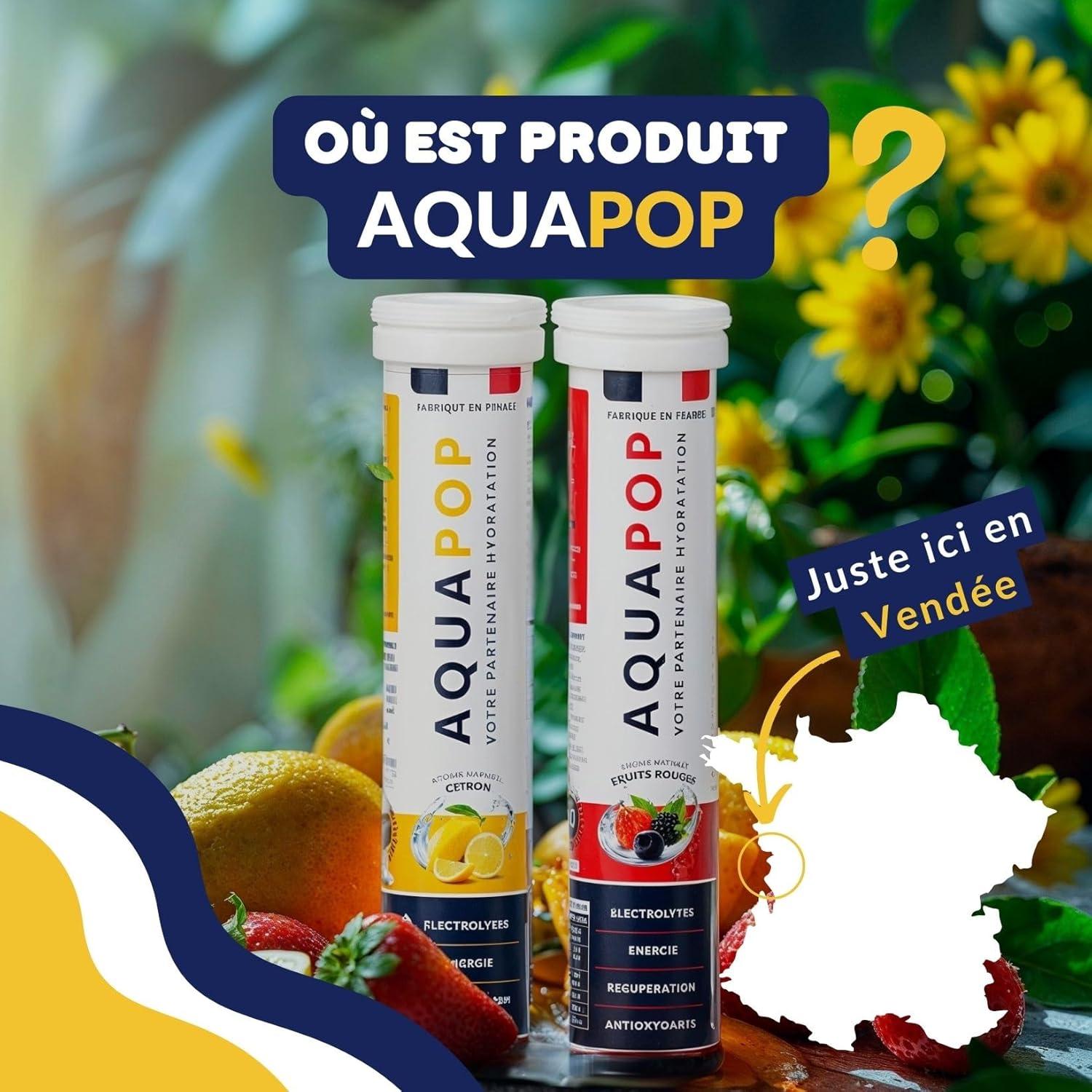 imageAQUAPOP Pastilles lectrolytes Sans Sucres Favorise lhydratation et lnergie 20 Comprims Minraux et Vitamines Sport ampamp Bientre Fruits RougesFruits Rouges