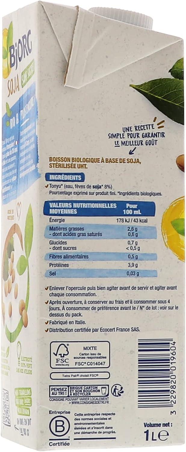 imageBJORG Boisson Vgtale Soja Sans Sucres Boisson Bio Riche en Protines 1 L