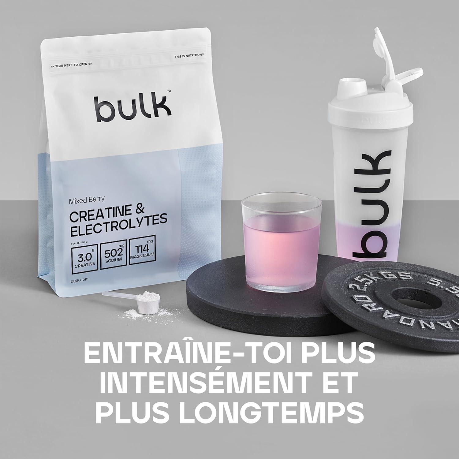 imageBulk Poudre de Cratine ampamp lectrolytes 300g Fruits rouges 3g de cratine lectrolytes et vitamines essentiels Amliore lnergie lhydratation et la performance Idal pour HIIT