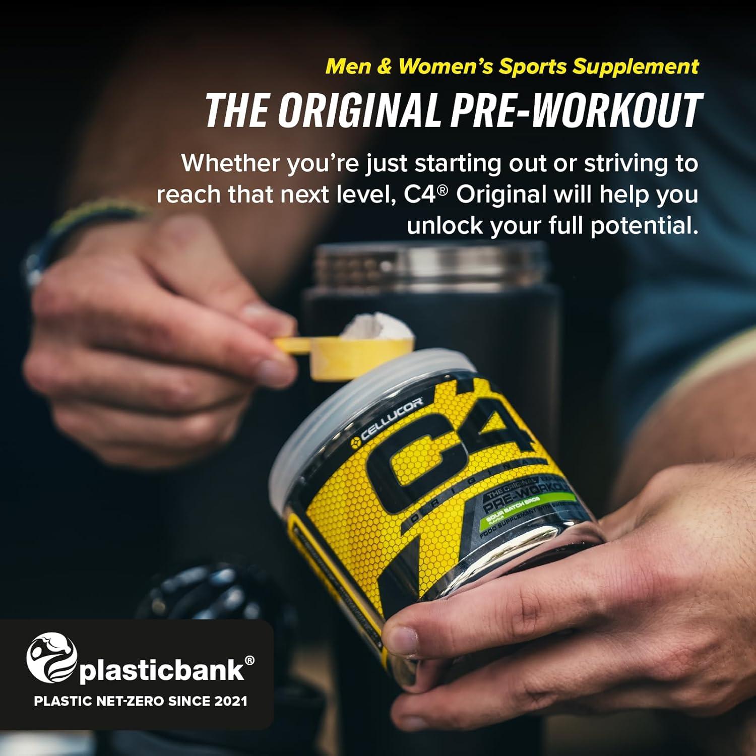 imageC4 Original Pre Workout Powder Cola 30 portions Boisson nergtique en poudre sans sucre avec 150mg de cafine 1500mg de cratine monohydrate 1600mg de btaalanine