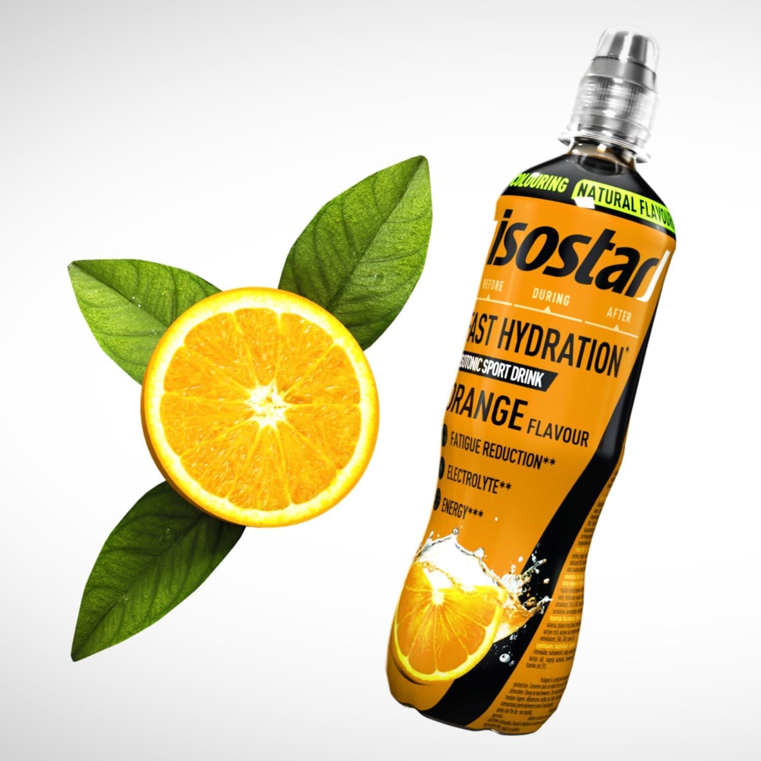 imageIsostar Fast Hydratation Saveur Orange Boisson Isotonique pour sportifs Apport de Glucides et dElectrolytes Arme Naturel Sans Colorant 500 ml Lot de 4Pack of 4