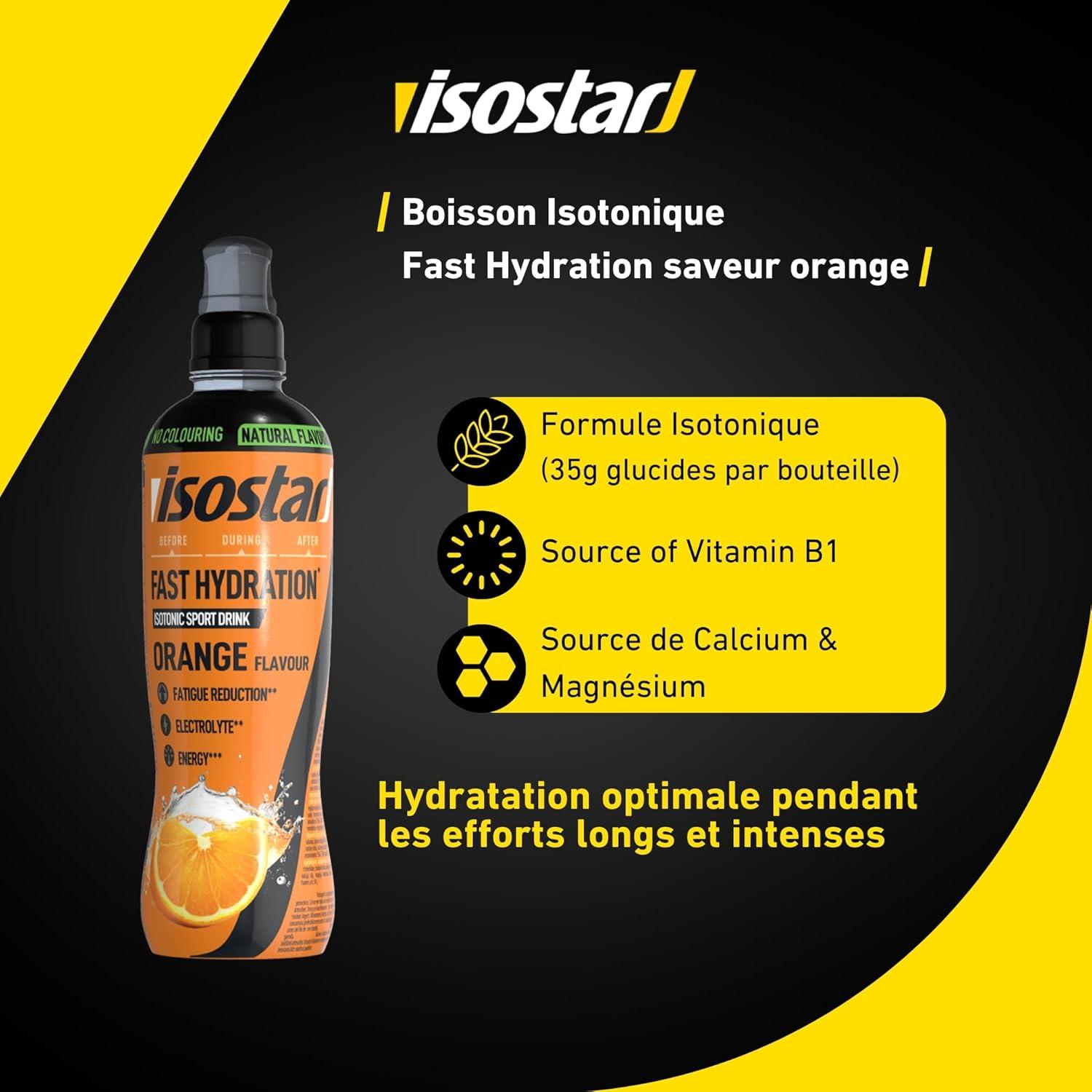 imageIsostar Fast Hydratation Saveur Orange Boisson Isotonique pour sportifs Apport de Glucides et dElectrolytes Arme Naturel Sans Colorant 500 ml Lot de 4Pack of 4