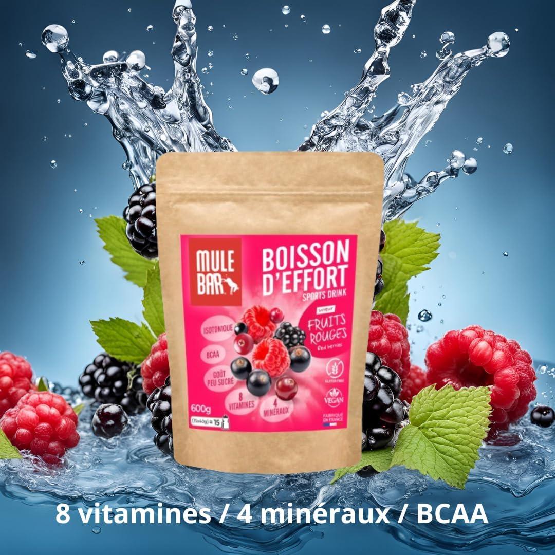 imageMULEBAR Boisson DHydratation En Poudre Fruits Rouges Antioxydant 8 Vitamines 5 Minraux Electrolytes Got Trs Peu Sucr Facile Digrer Fabriqu En France 250grFruits Rouges