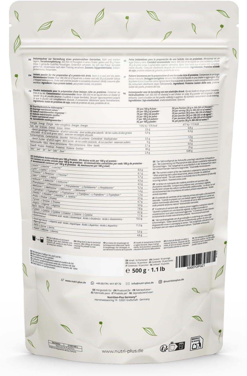 imageNutri Chocolat en poudre aux protines naturelles sans dulcorant 500g boisson sans lactose et sans sucre comme shake ou pour la cuisson au four sans gluten vgtalienNeutre