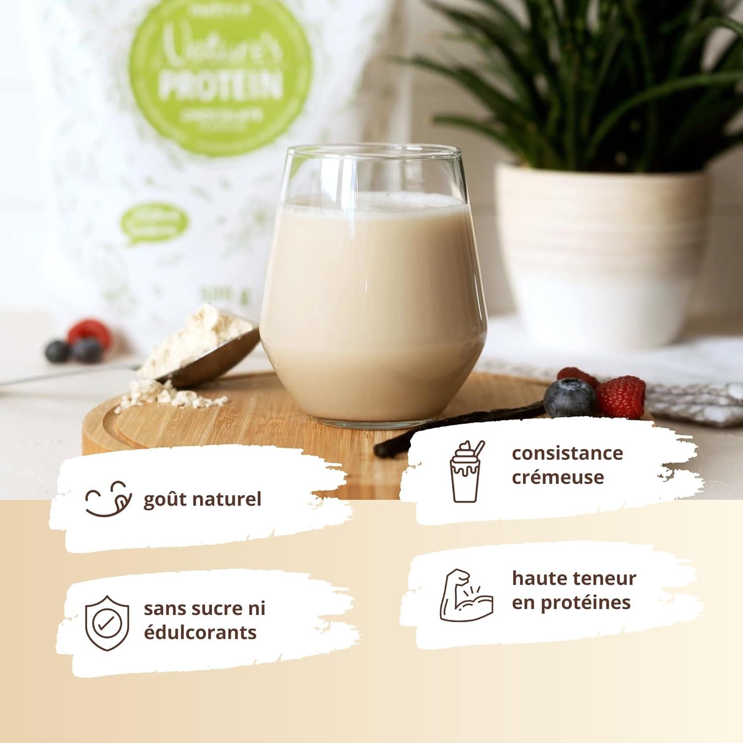 imageNutri Chocolat en poudre aux protines naturelles sans dulcorant 500g boisson sans lactose et sans sucre comme shake ou pour la cuisson au four sans gluten vgtalienVanille