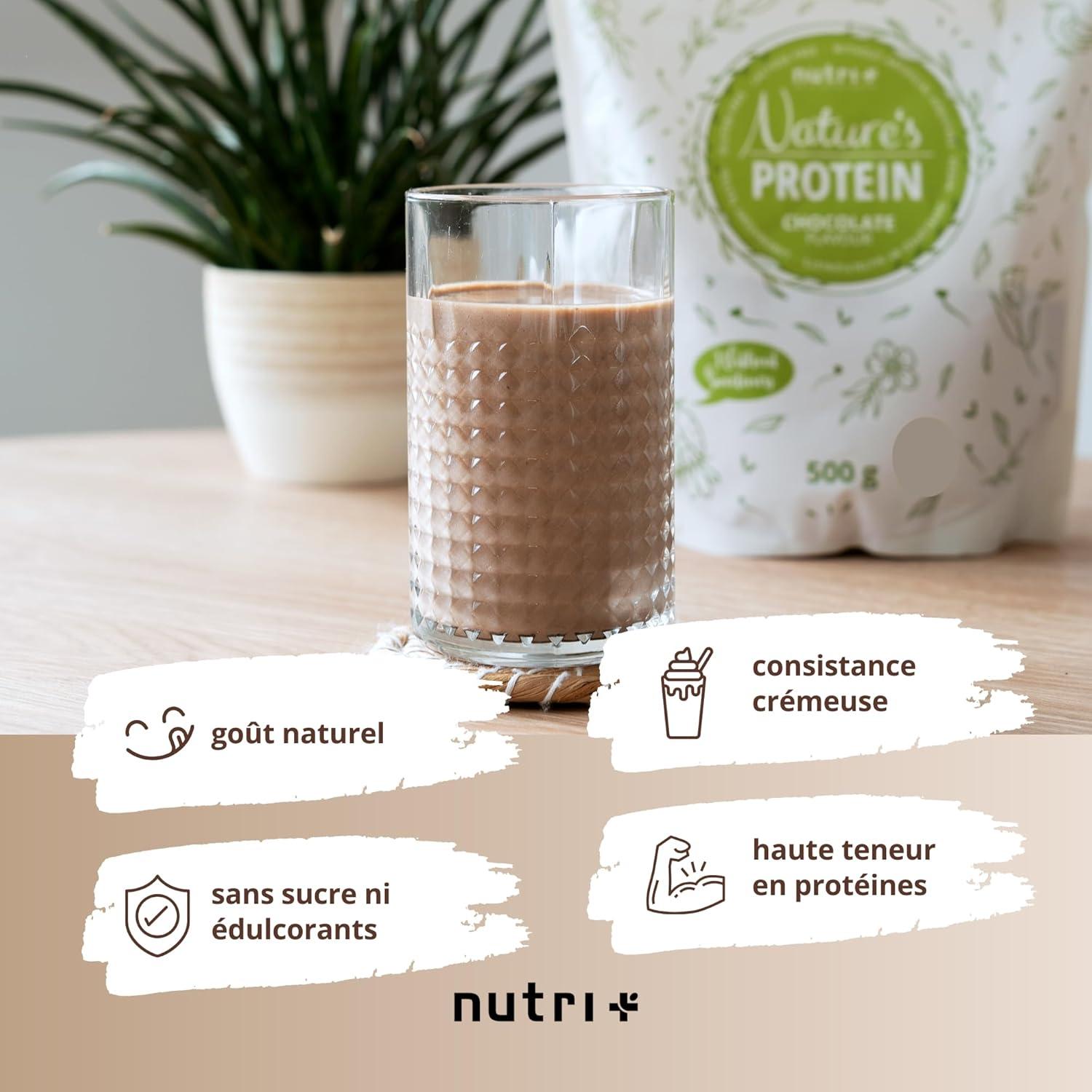imageNutri Chocolat en poudre aux protines naturelles sans dulcorant 500g boisson sans lactose et sans sucre comme shake ou pour la cuisson au four sans gluten vgtalienChocolat