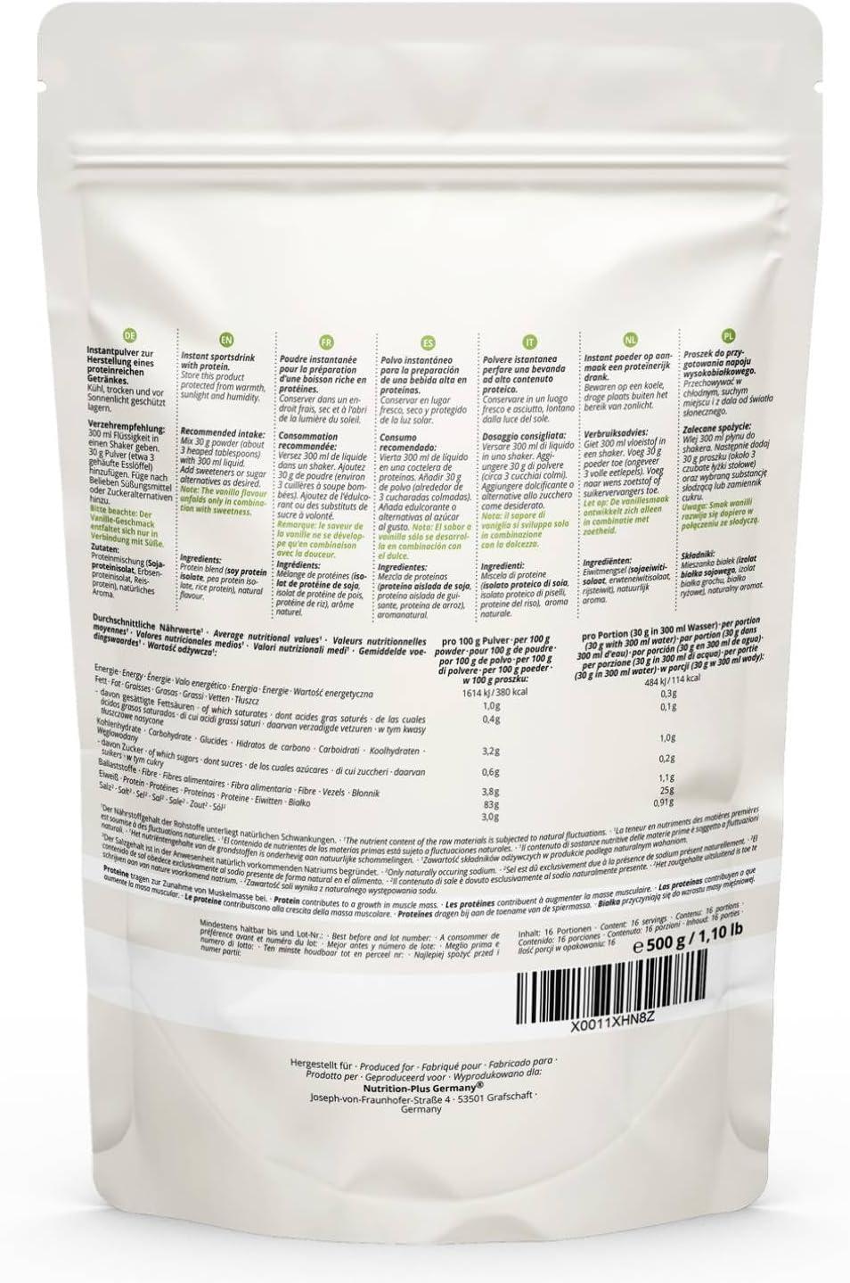imageNutri Chocolat en poudre aux protines naturelles sans dulcorant 500g boisson sans lactose et sans sucre comme shake ou pour la cuisson au four sans gluten vgtalienVanille