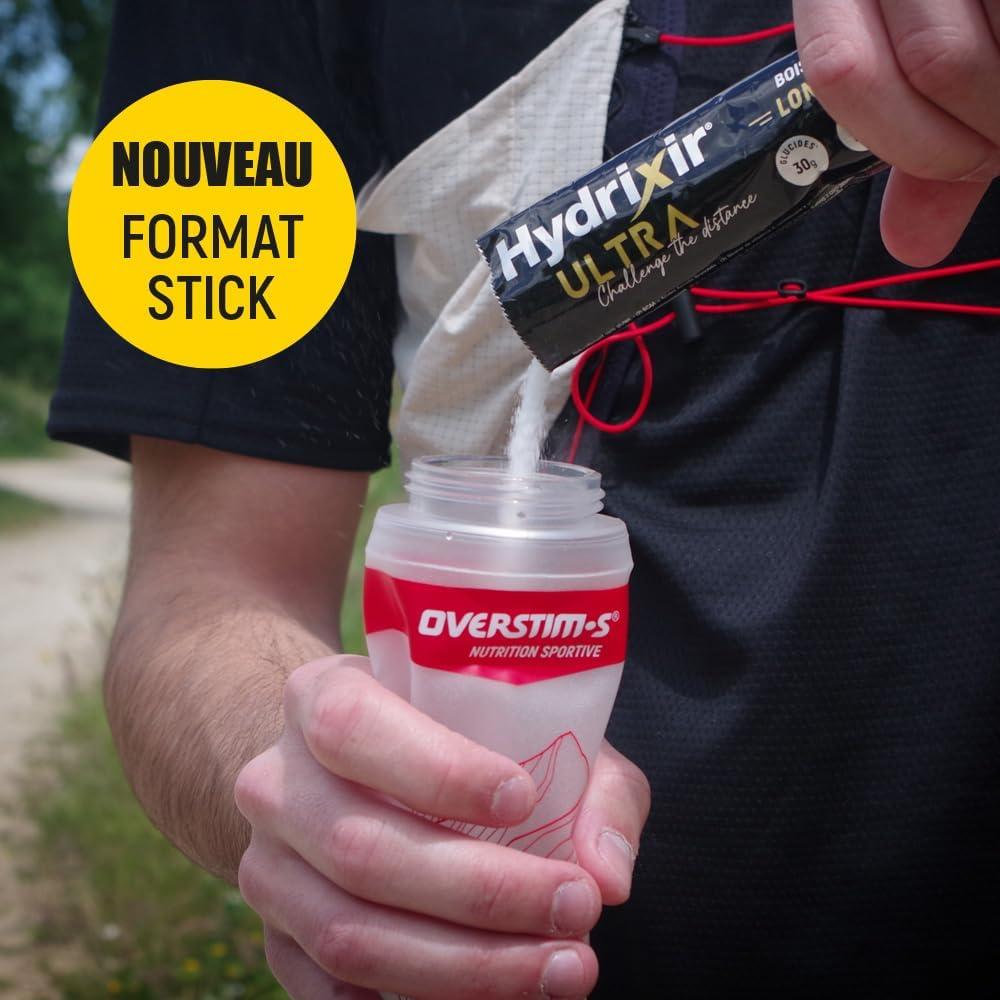 imageOverstims Boisson Hydrixir Ultra Stick 10x40g 3 sources de glucides 4 lectrolytes 6 vitamines BCAA Glutamine Bicarbonate de sodium Saveur peu sucre Citron Citronvert