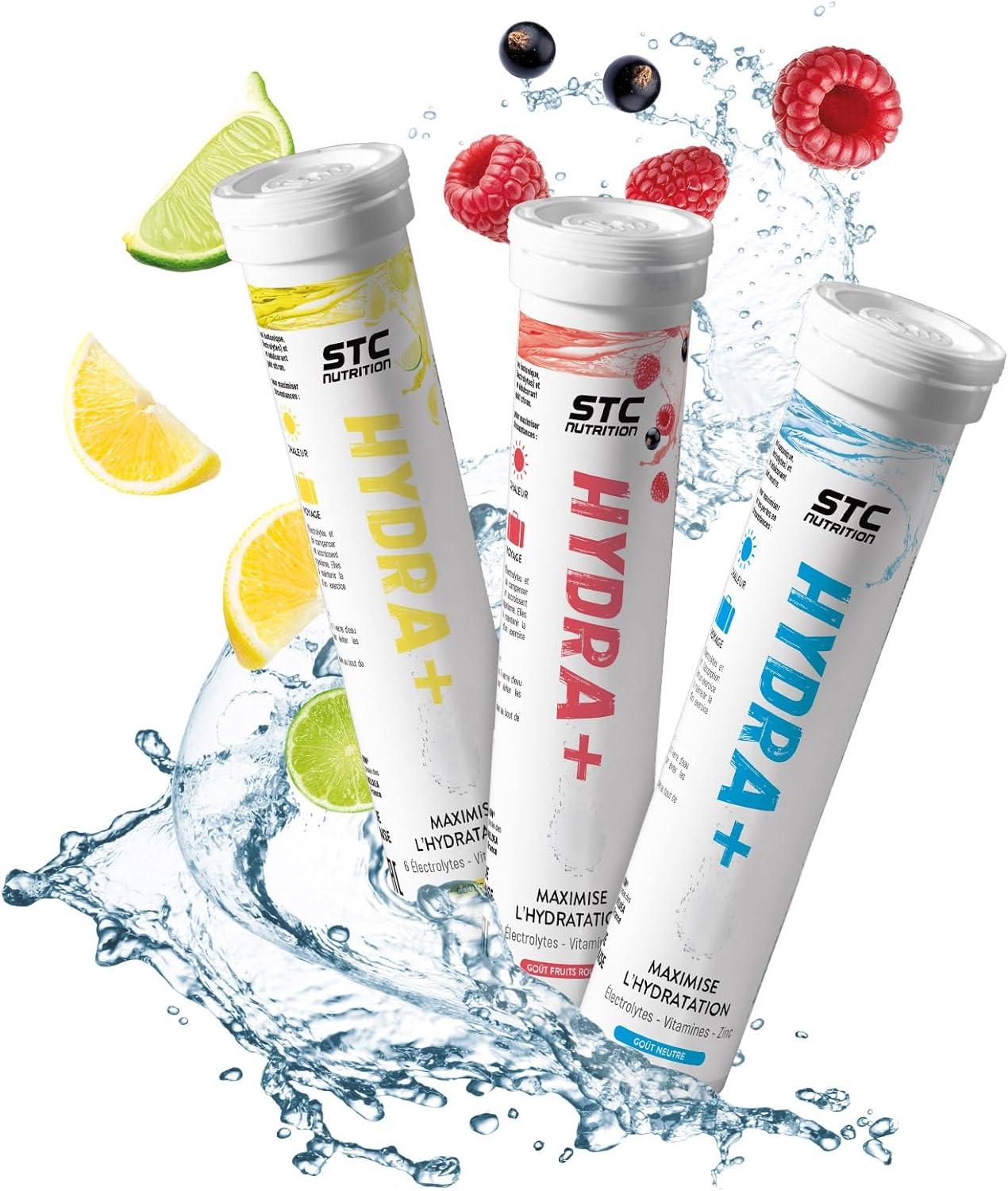 imageSTC NUTRITION Hydra Prparation pour boisson isotonique base dlectrolytes Vitamines sucre et dulcorant naturels Optimise lhydratation 20 Pastilles Got CitronGot Neutre