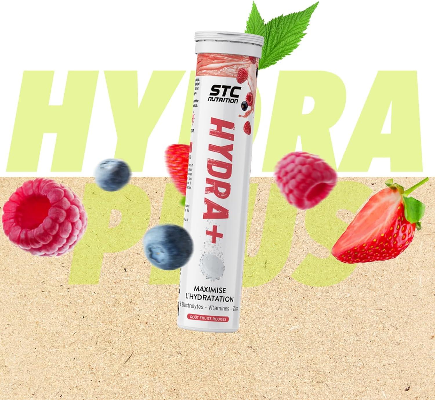 imageSTC NUTRITION Hydra Prparation pour boisson isotonique base dlectrolytes Vitamines sucre et dulcorant naturels Optimise lhydratation 20 Pastilles Got CitronFruits Rouges