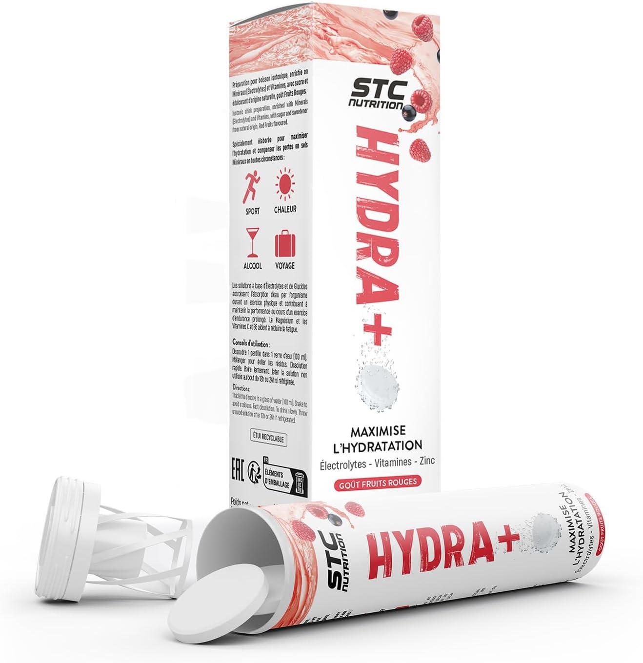 imageSTC NUTRITION Hydra Prparation pour boisson isotonique base dlectrolytes Vitamines sucre et dulcorant naturels Optimise lhydratation 20 Pastilles Got CitronFruits Rouges