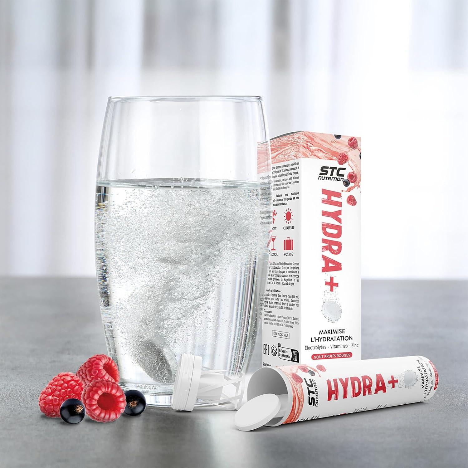 imageSTC NUTRITION Hydra Prparation pour boisson isotonique base dlectrolytes Vitamines sucre et dulcorant naturels Optimise lhydratation 20 Pastilles Got CitronFruits Rouges