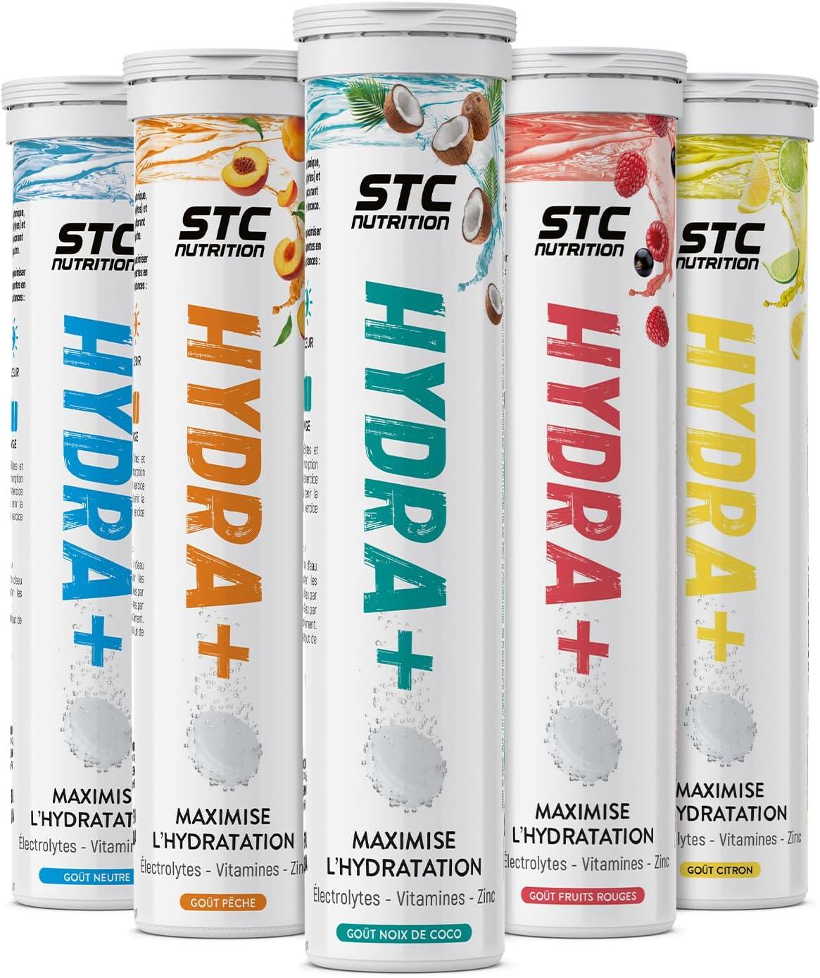 imageSTC NUTRITION Hydra Prparation pour boisson isotonique base dlectrolytes Vitamines sucre et dulcorant naturels Optimise lhydratation 20 Pastilles Got CitronCoco