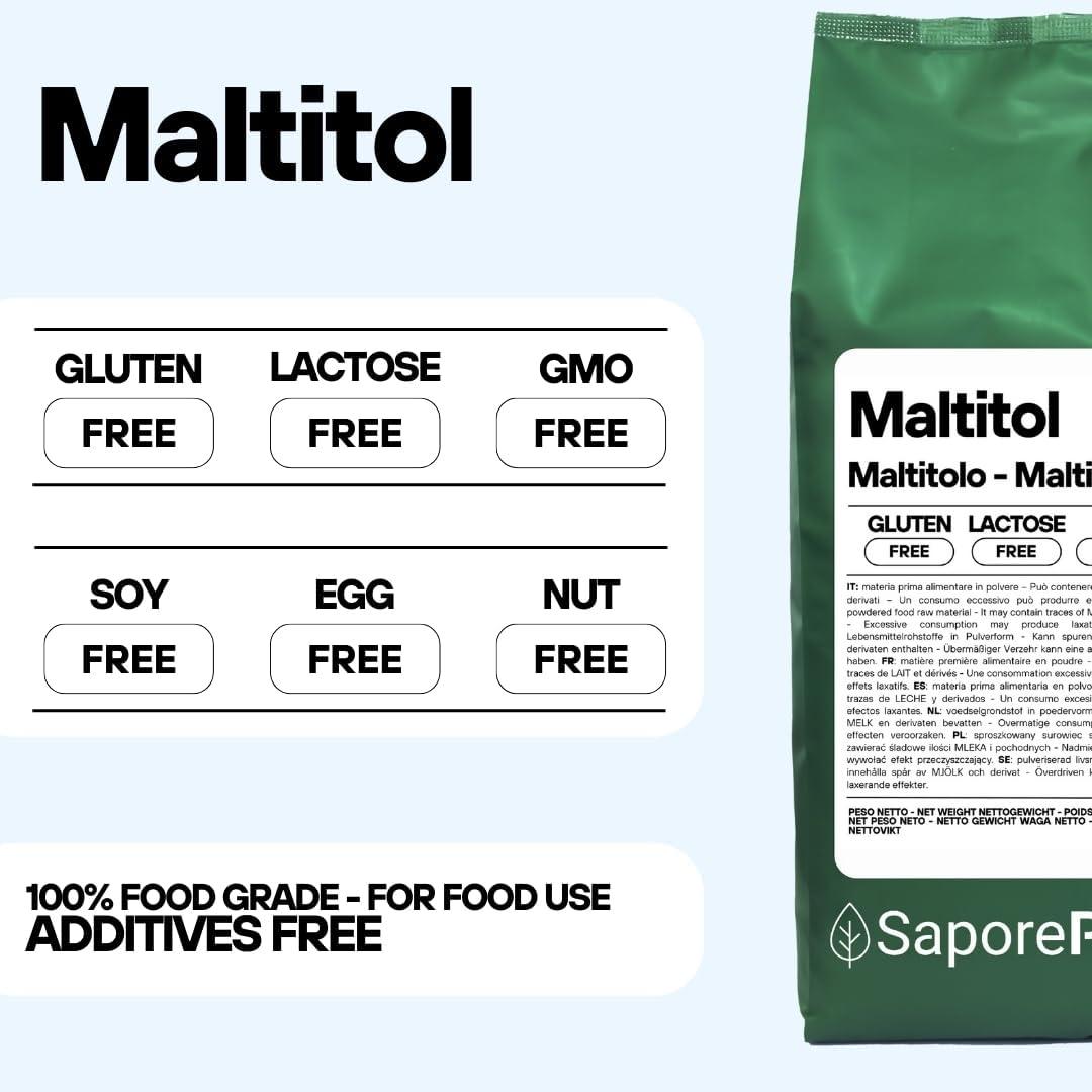 imageSaporepuro MALTITOL en poudre 1000 gr dulcorant naturel substitut du sucre faible en calories idal pour les boissons sucres et les recettes keto sans sucre