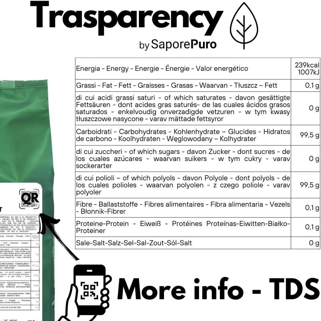 imageSaporepuro MALTITOL en poudre 1000 gr dulcorant naturel substitut du sucre faible en calories idal pour les boissons sucres et les recettes keto sans sucre