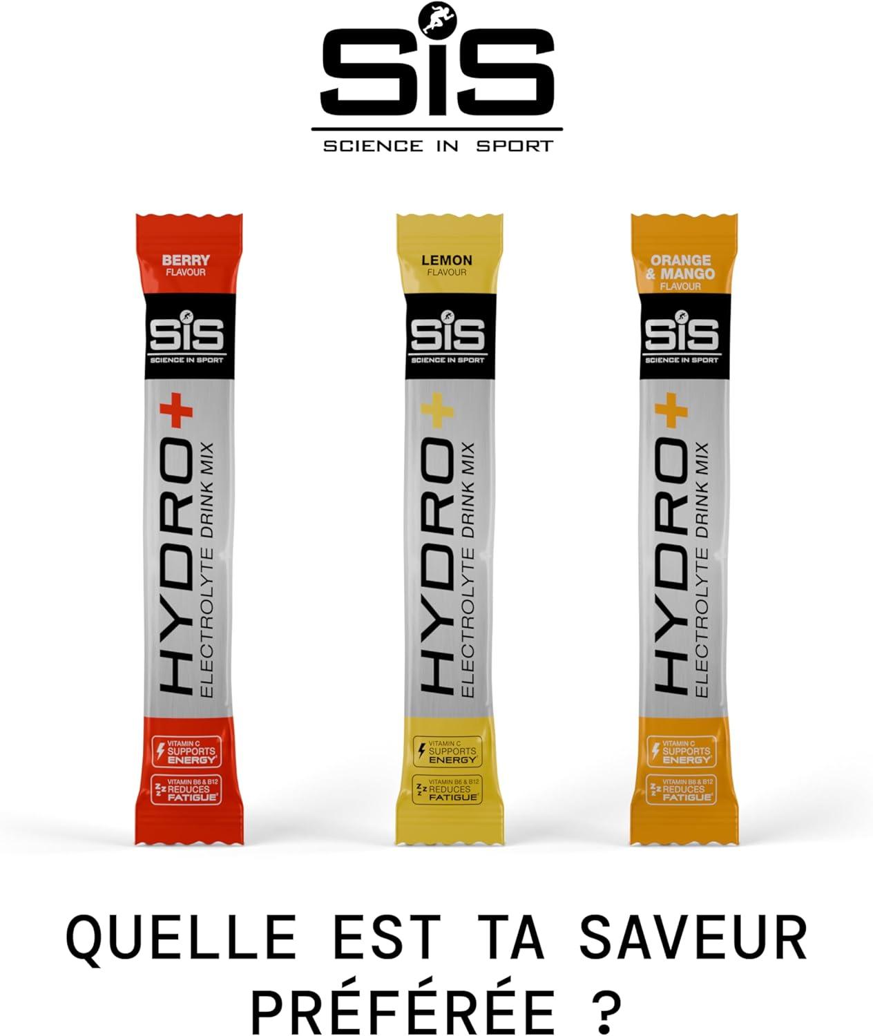 imageScience in Sport HYDRO Electrolyte Drink Mix 6x43g Orange ampamp mangue Poudre dlectrolytes vegan Boisson sportive en poudre avec vitamine C et 5 lectrolytes essentielsFruits Rouges
