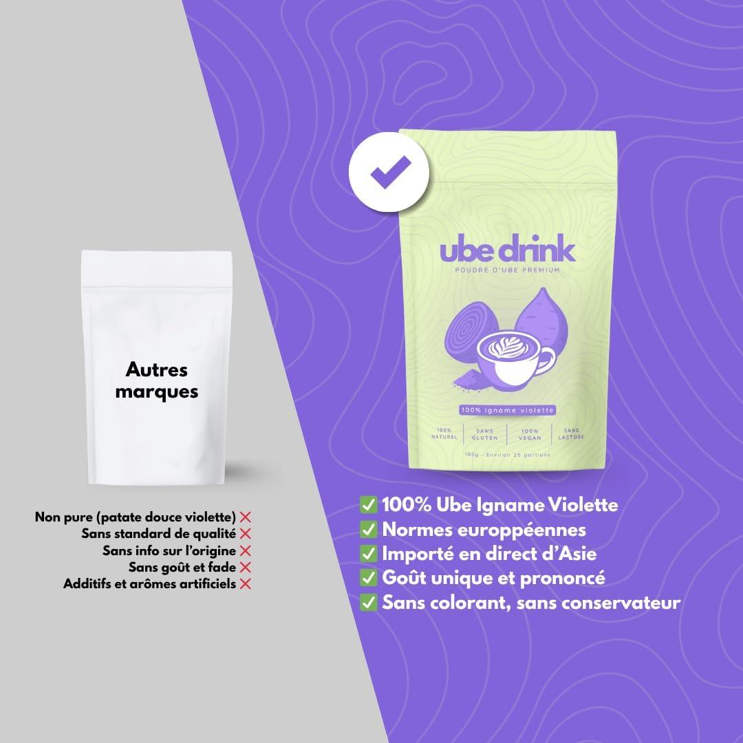 imageUBE DRINK Poudre dUbe Premium 100 Naturelle 100g Igname Violette Latte Ptisseries Smoothies Vegan Sans Gluten Sans Lactose Sans Sucre Vanille de MadagascarFramboise naturelle