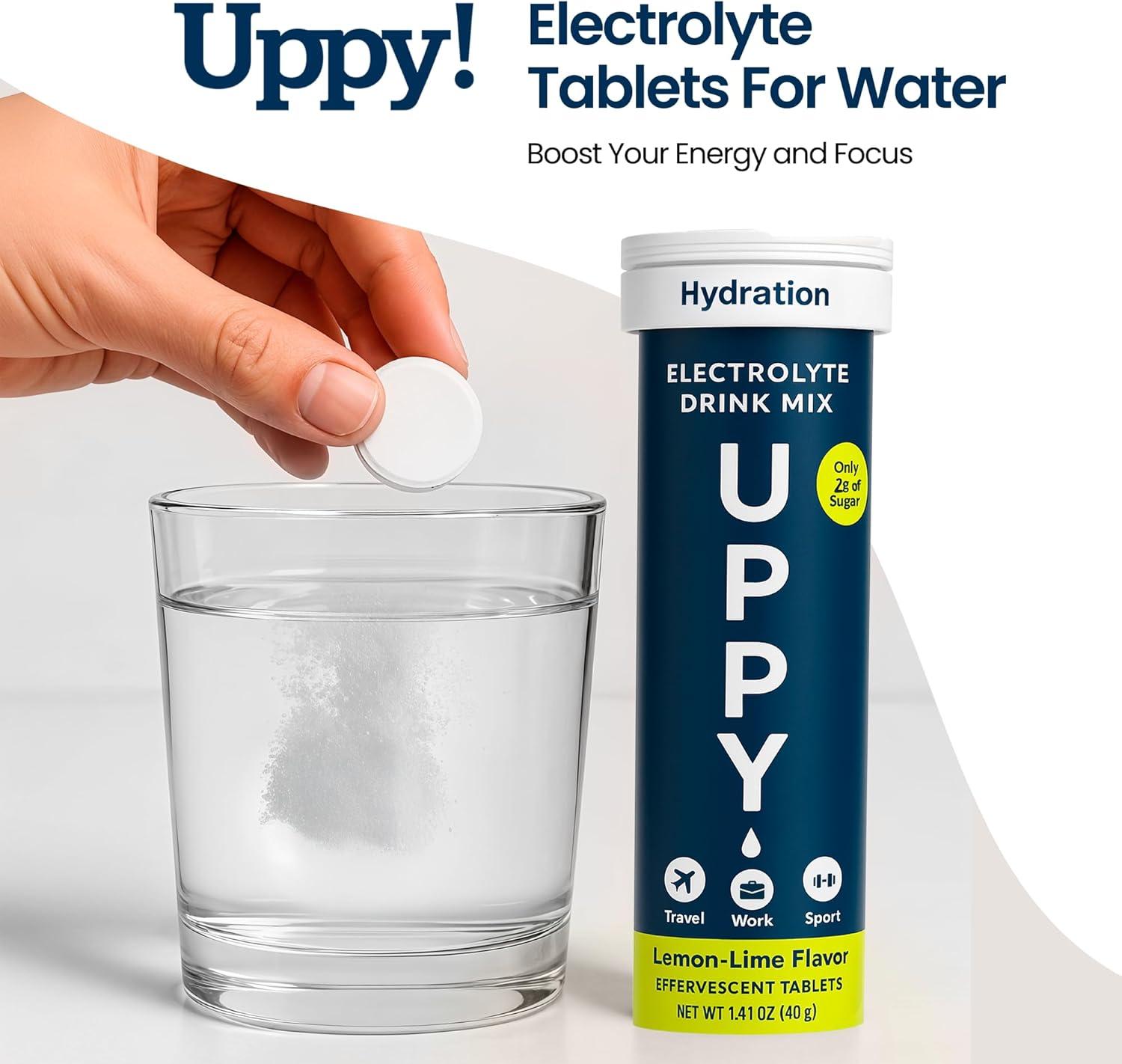 imageUppy Pastilles dHydratation lectrolytes CitronLimette 10 units 1 Tube Boisson Effervescente Rhydratation Pour Voyage Sport Festivals Alternative Saine aux Boissons SucresLemon Lime