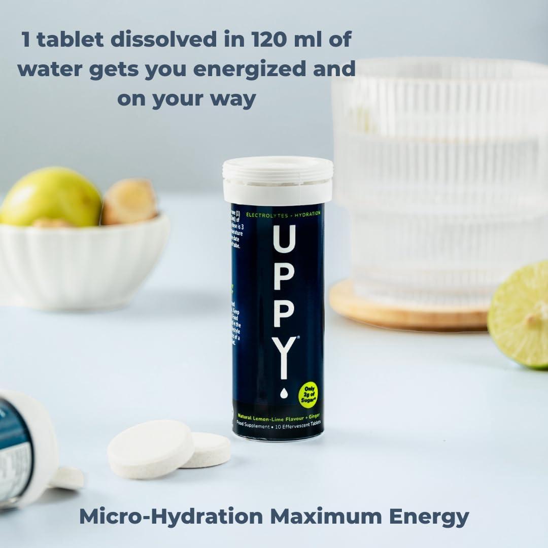 imageUppy Pastilles dHydratation lectrolytes CitronLimette 10 units 1 Tube Boisson Effervescente Rhydratation Pour Voyage Sport Festivals Alternative Saine aux Boissons SucresLemon Lime