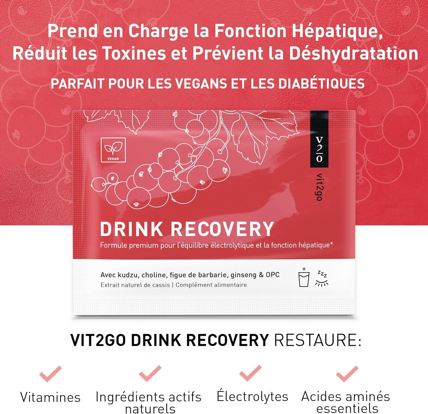 imageVit2go DRINK RECOVERY 30 sachets Poudre dlectrolytes boire vitamines pour une matine frache et aprs lentranement saveur rafrachissante groseille boisson lectrolytiquesblackcurrant
