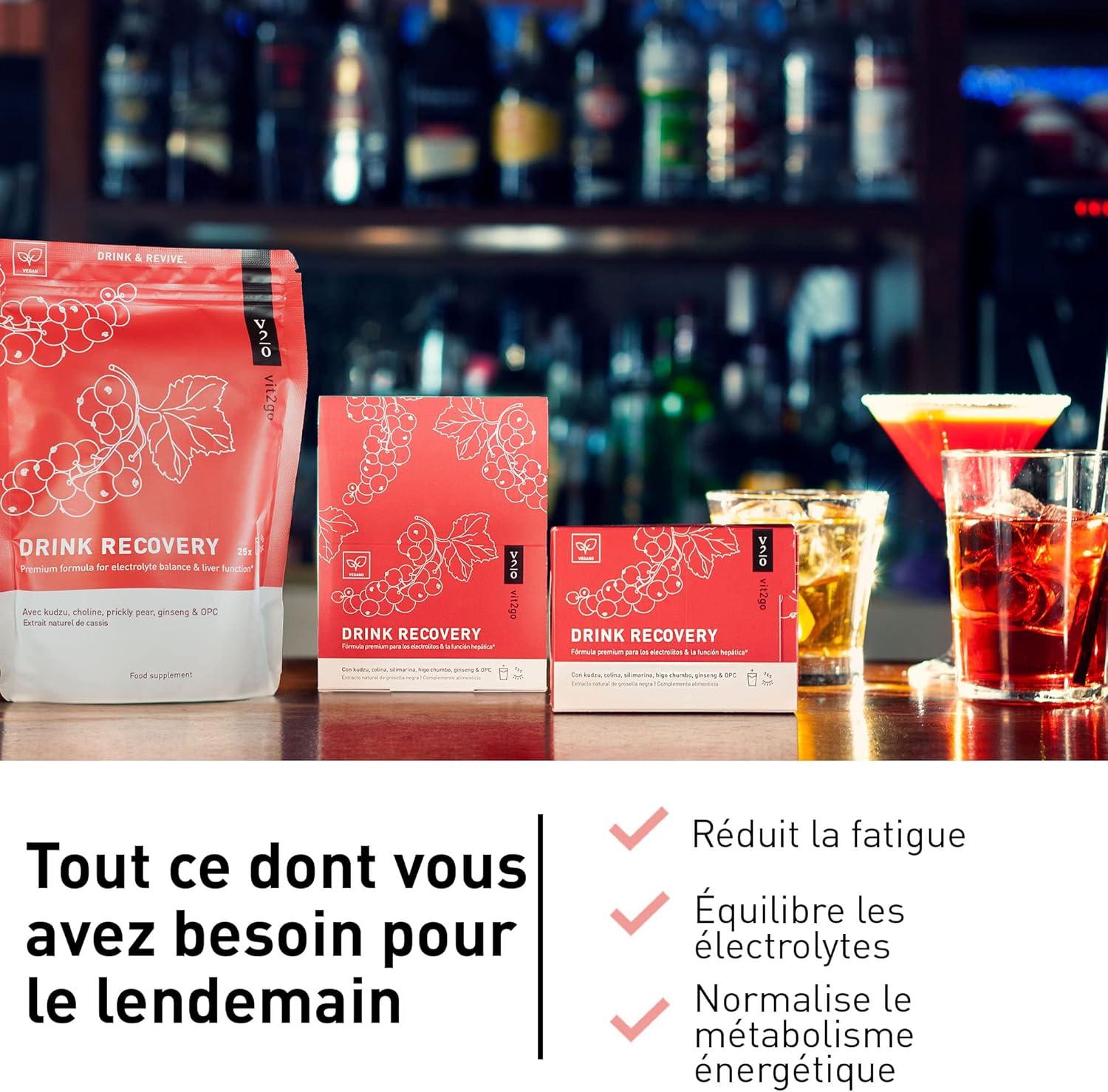 imageVit2go DRINK RECOVERY 30 sachets Poudre dlectrolytes boire vitamines pour une matine frache et aprs lentranement saveur rafrachissante groseille boisson lectrolytiquesblackcurrant